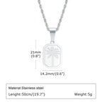 Palm Tree Square Pendant Necklace — Stainless Steel