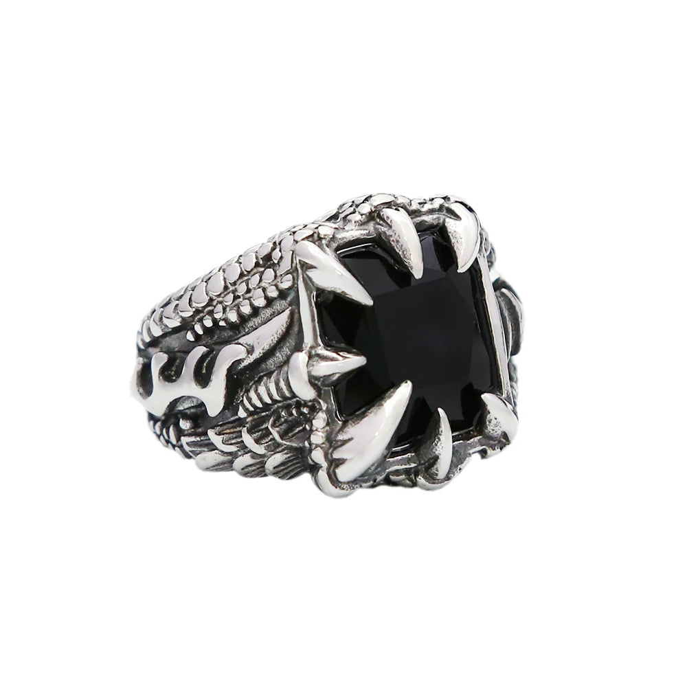 Dragon Claw Stone Ring — Stainless Steel