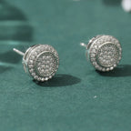 Fashion Classic Shiny Synthetic Zirconia Silvery Stud Earrings for Women Men Hip Hop Style Unique Party Jewelry
