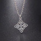 Stainless Steel Irish Celtic Trinity Knot Necklace Witch Knot Pendant Men Women Protection Amulet Jewelry Gift