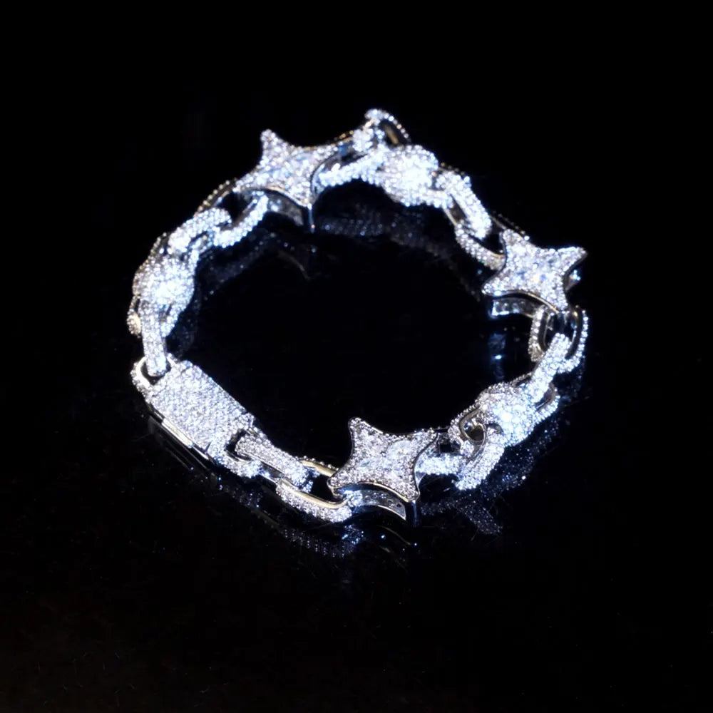 Iced Out Star Chain Necklace CZ Oval Link
