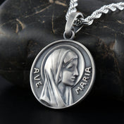 Virgin Mary Pendant — Silver-Tone