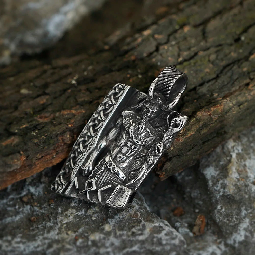 Viking Rune Valknut Pendant Necklace — Stainless Steel