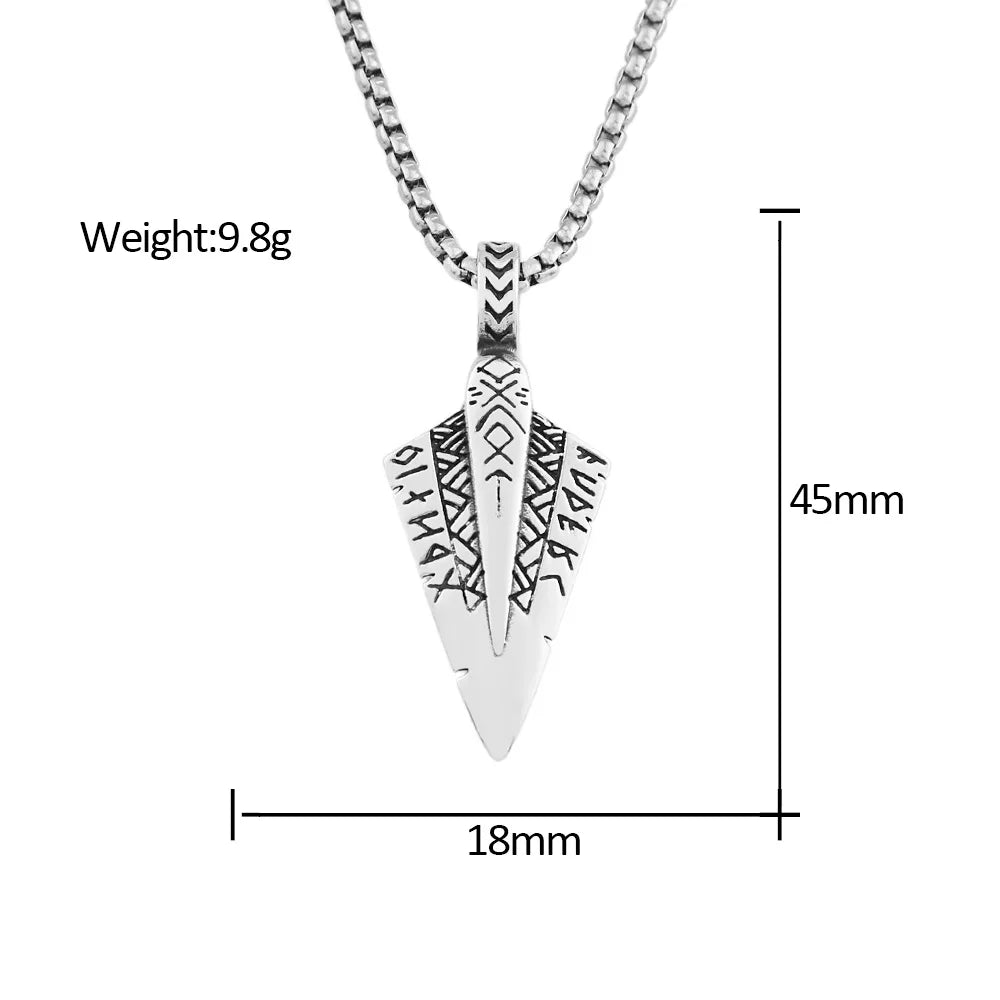 Fashion Retro Viking Rune Spear Pendant for Women Charm Nordic Stainless Steel Men Necklace Popular Valentine's Day