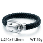 Biker Men‘s Bracelet Punk Braided Leather With Skull Lion Head Buckle Rope Cool Hip Hop Stainless Steel Jewelry Gift