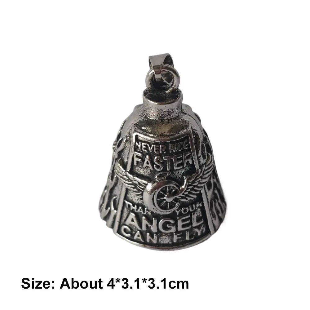 3D Design Motorcycle Guardian Bell Punk Style Wing Design Biker Good Luck Charm Alloy Retro Angel Pendant Bell Daily Wear
