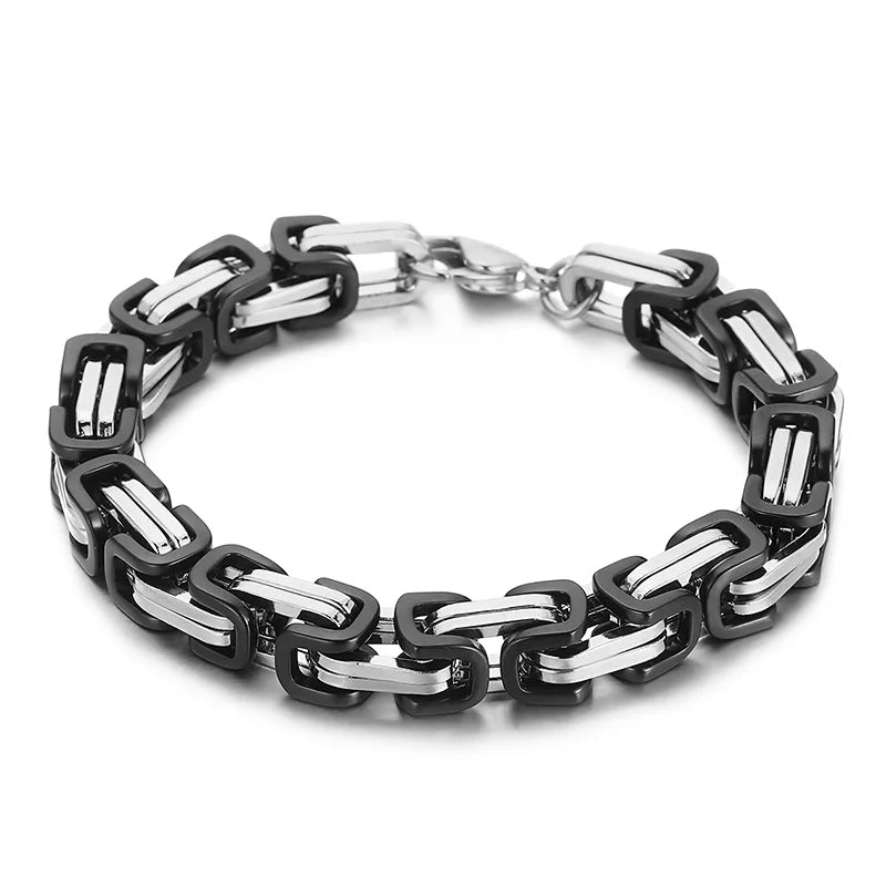 Fongten 4/5/6/8mm Byzantium Bracelet For Men Stainless Steel Box Chain Wirstband Charm Men Bangle Bracelets Jewelry