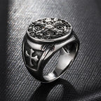 New Vintage Religious St. Benedict's Cross Ring Catholic Exorcism Church Men's Punk Niche Party Trend Metal Ring