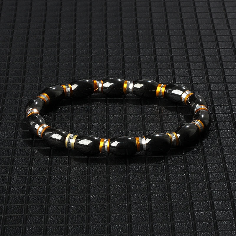 Hematite Therapy Stretch Bracelet — Mixed Metal