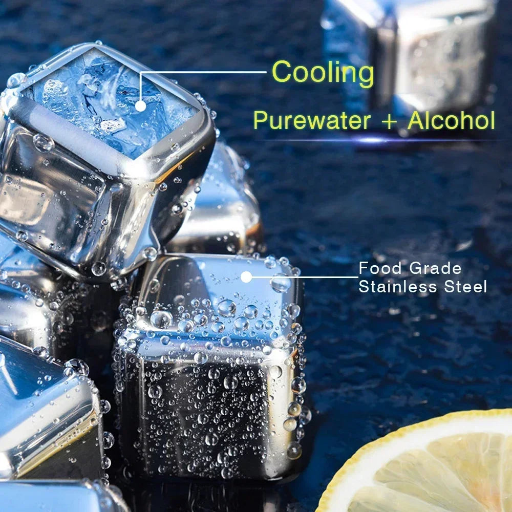 Reusable Whiskey Stones Stainless Steel Ice Cubes Quick-Freeze Wine Cooler Food Grade Metal Pellets Beer Cooler Bar