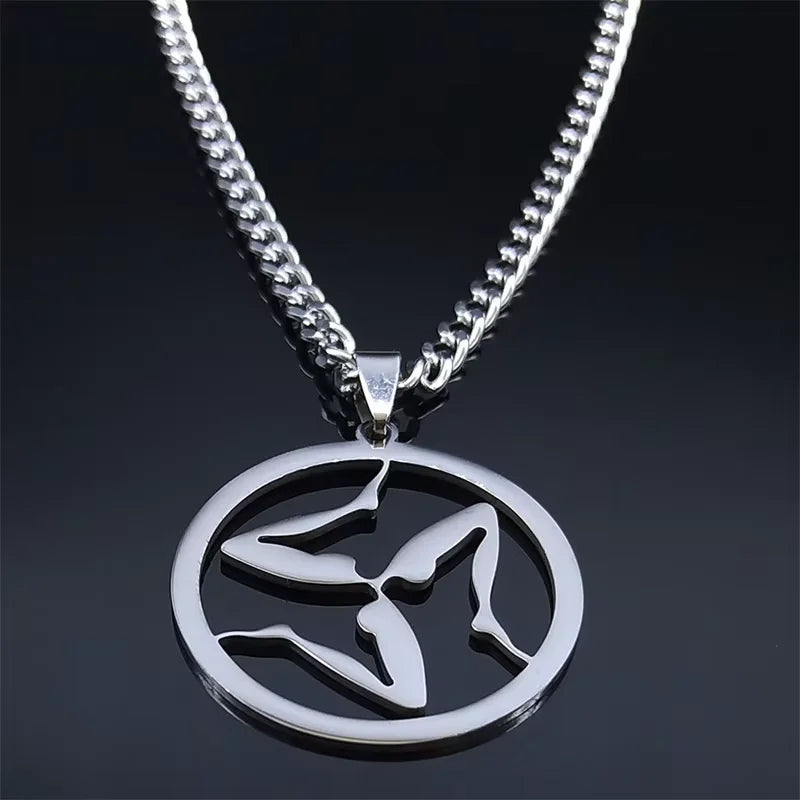 Wolf Greek Steel Pendant Triskelion Triskele Irish
