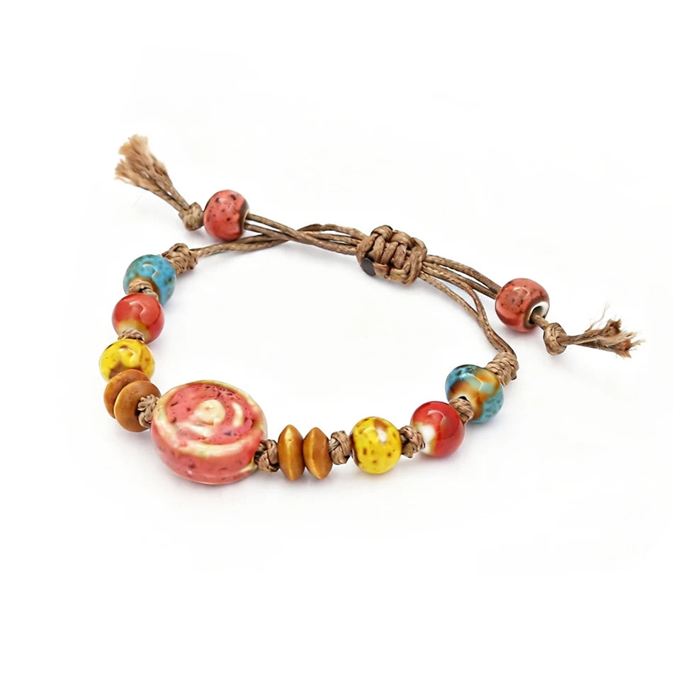 Rope Ceramic Bead Bracelet — Stainless Steel