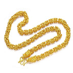Unisex 24K AU999 Real Gold Boss Chain, Hollow 10MM 60CM Bold Keel Faucet Necklace, Polished Finish
