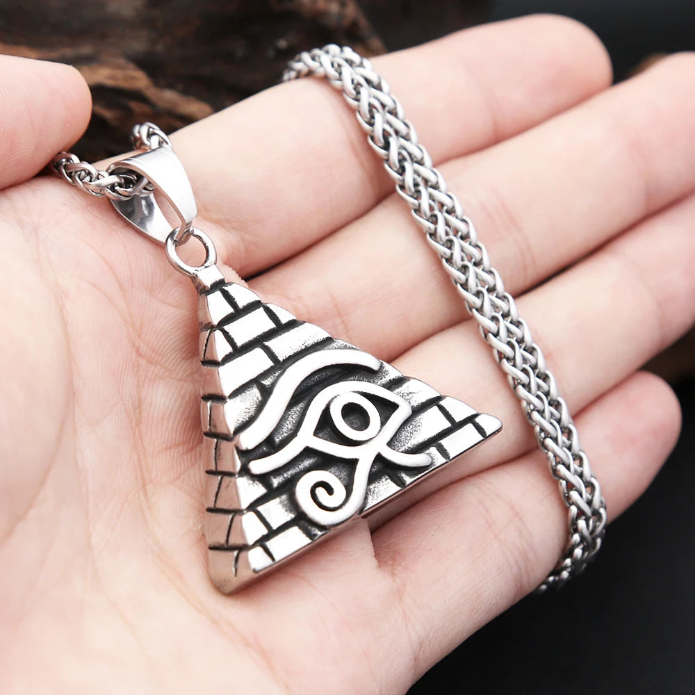 Eye of Horus Pyramid Pendant — Stainless Steel