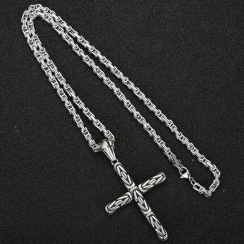 Men's Cross Pendant Neck Necklaces for Man Stainless Steel Pendant Necklace Christian Jewelry Meaningful Religious Gift