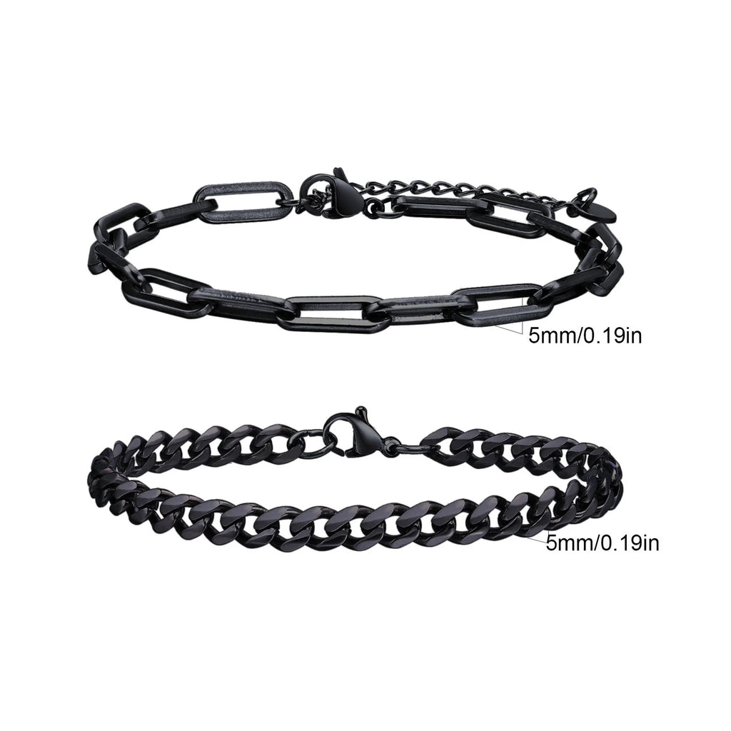 Rope Cuban Chain Bracelet 2pcs — Two-Tone