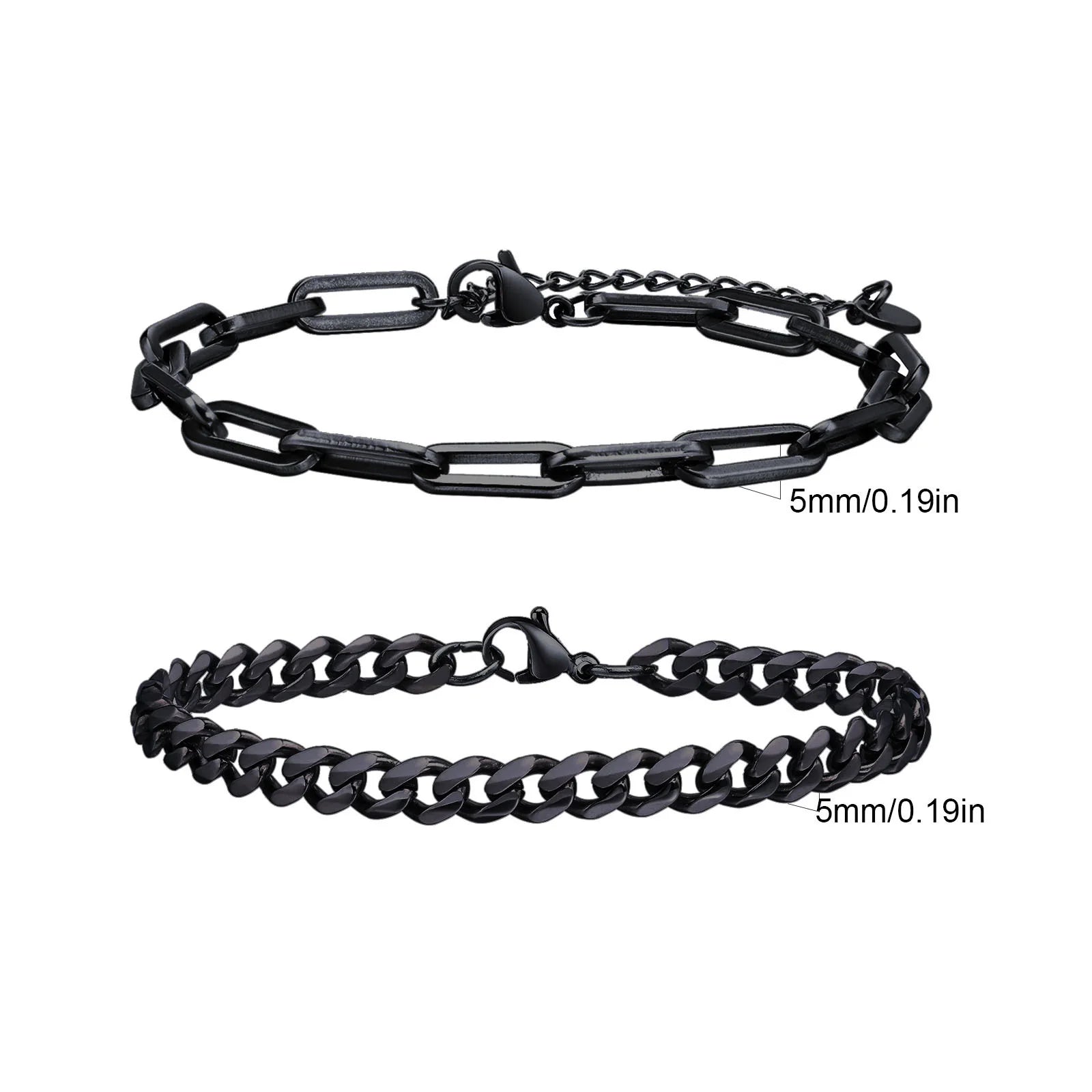 Rope Cuban Chain Bracelet 2pcs — Two-Tone