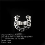 EManco Horseshoe U-shaped Star Retro Stainless Steel Men's Rings Punk Hip Hop for Male Boyfriend Biker Jewelry Creativity Gift