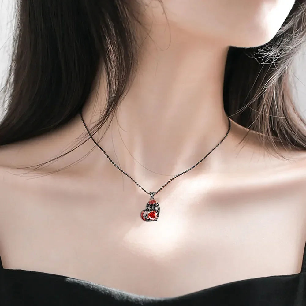 Iced Out Skull Black Pendant Necklace