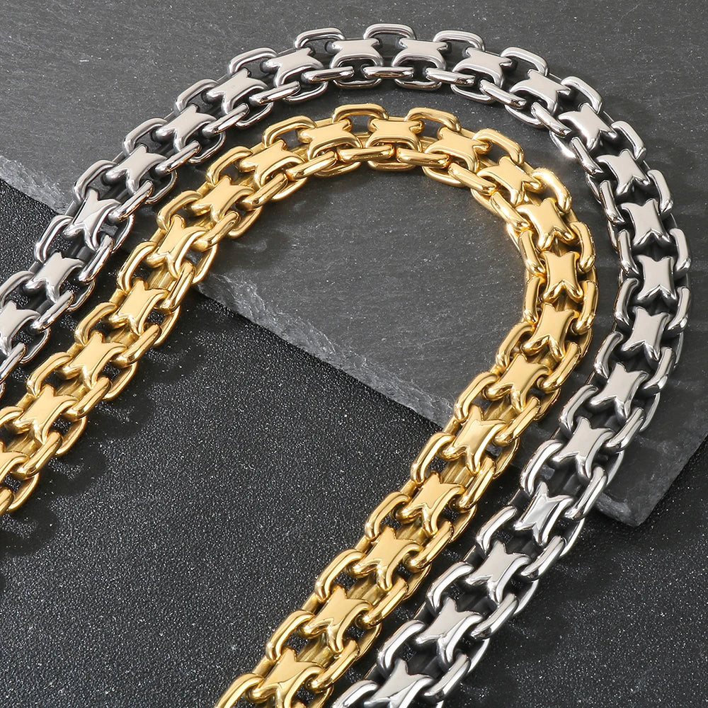 Vintage 50CM Long 20MM Width Choker Necklace Man Solid Polished Matte Stainless Steel Link Chain Necklaces for Men Male