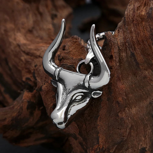 Bull Head Pendant — Stainless Steel