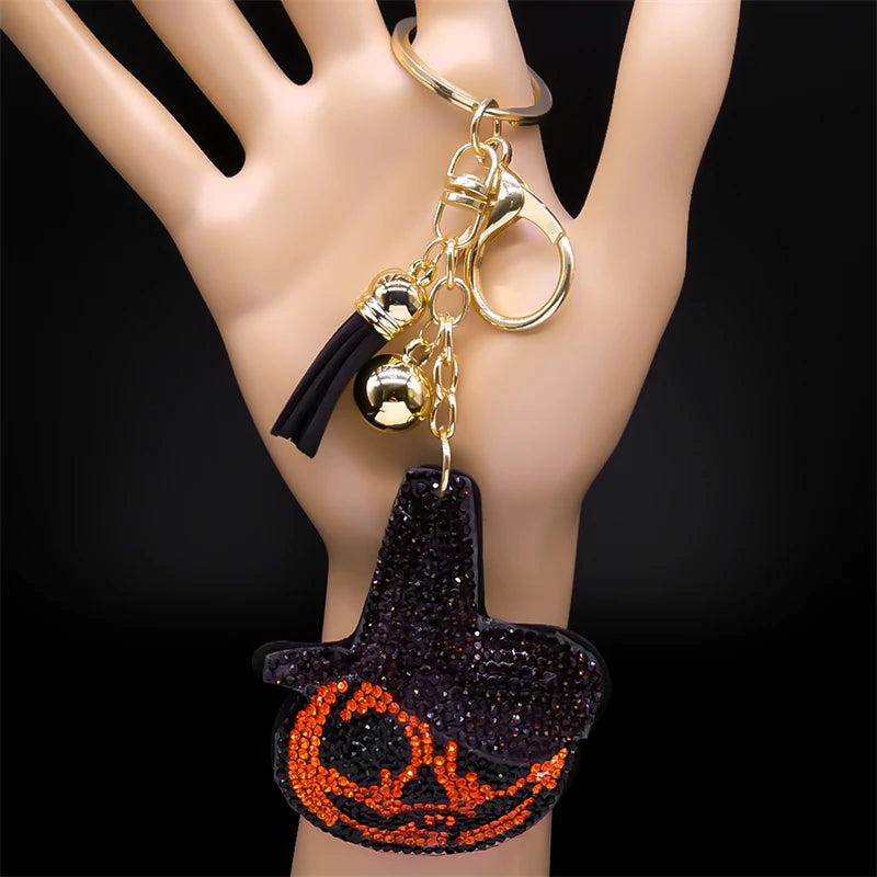 Iced Out Key Steel Pendant Halloween Ghost Pumpkin