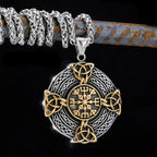 Nordic Totem Amulet Rune Necklace Retro Geometric Pattern Stainless Steel Jewelry Viking Punk Pendant Men's Fashion
