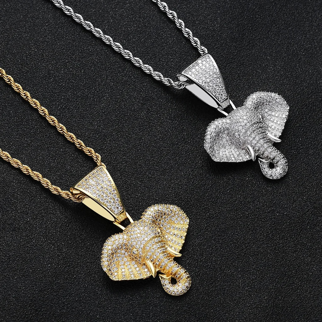 Gold Elephant Pendant Necklace Statement