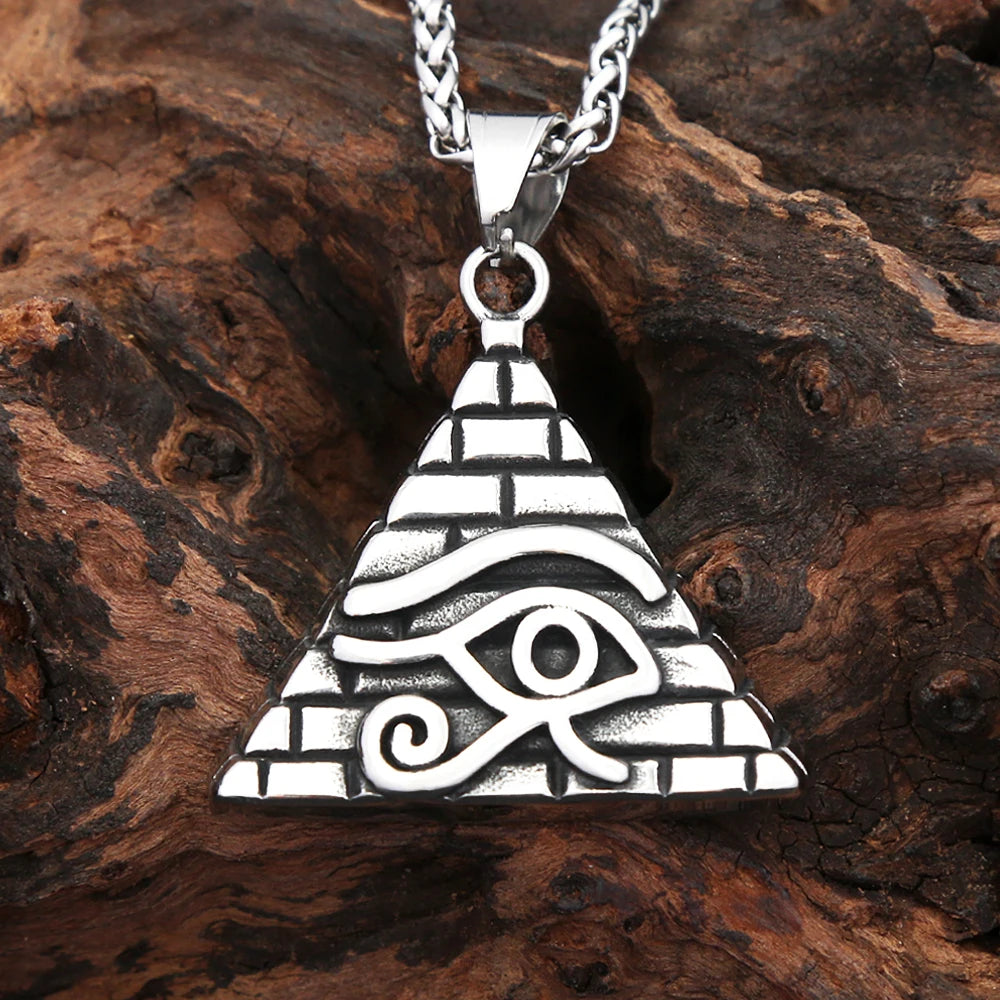 Eye of Horus Pyramid Pendant — Stainless Steel