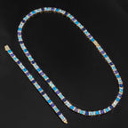 Tennis Necklace Stainless Steel Blue Gradient CZ