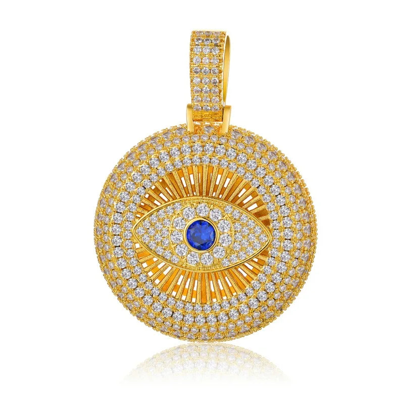 European and American cross-border hot sales ins new devil's eye pendant slightly inlaid with zircon hip hop hipster accessories