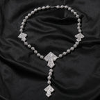 THE BLING KING Full Paved Iced Out Bling New In Cubic Zirconia HipHop Jewelry 4 Cross Bead Chain Necklace for Women Men