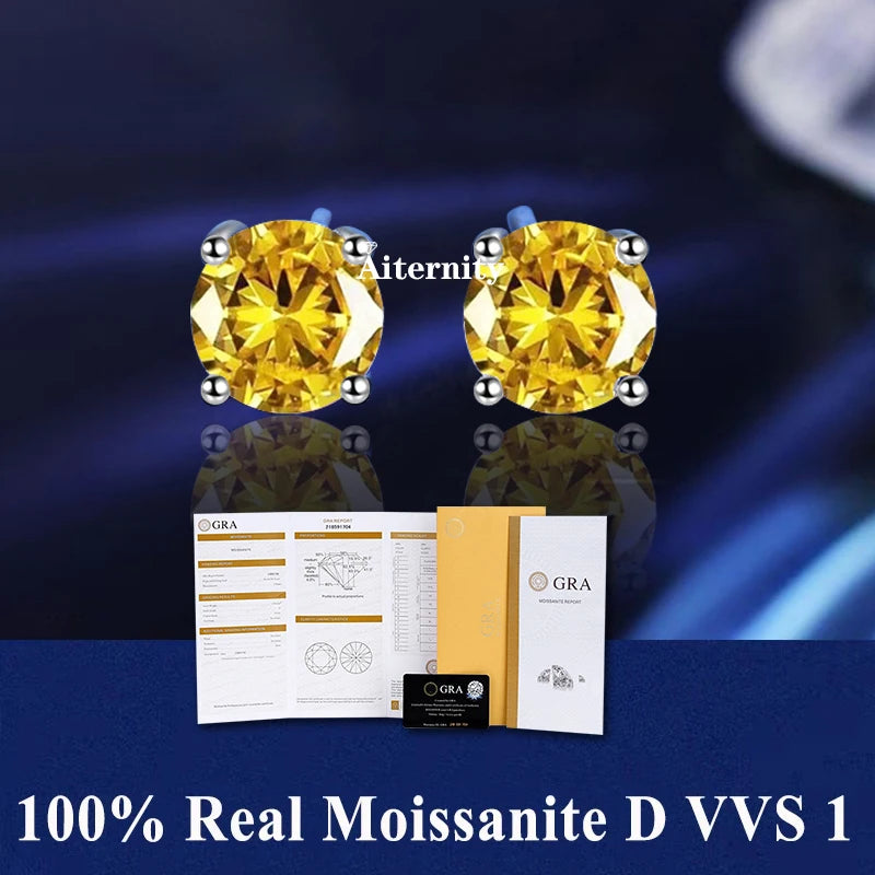 Moissanite Studs Earrings Pass Diamond tester Pen For Men Women 18K Platinum Plated Bride Wedding Gemstone 925 Silver Earrings