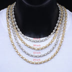 Iced Out Cuban Chain Necklace Stainless Steel Bead