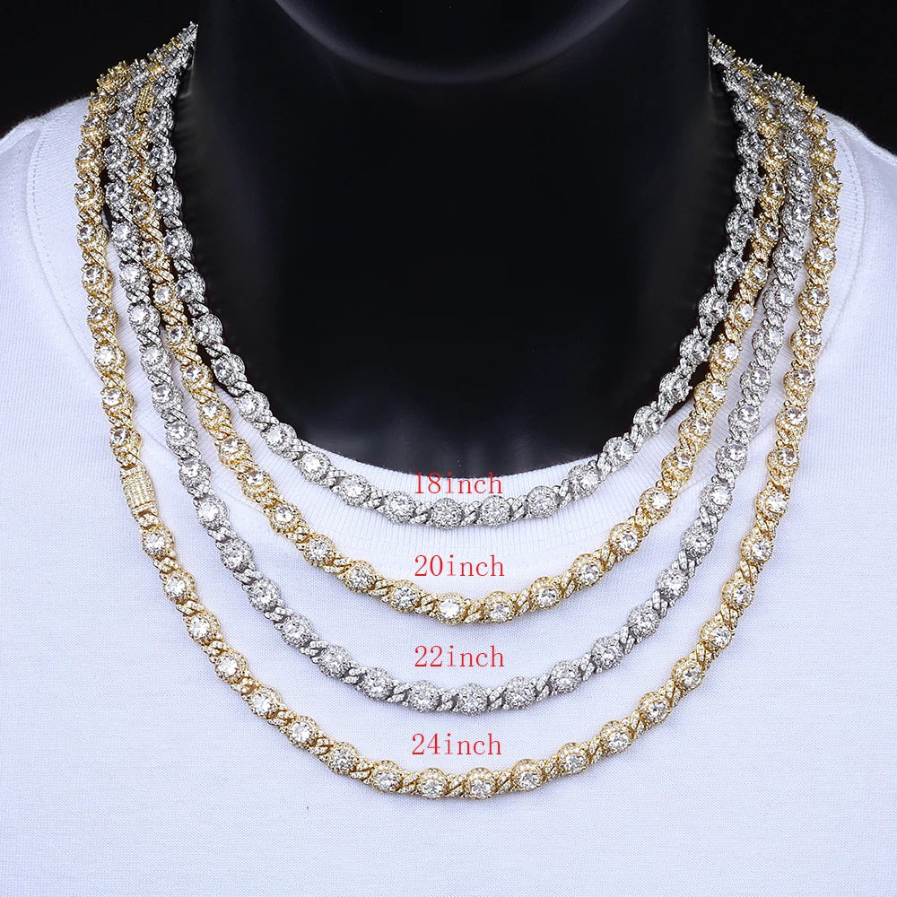 Iced Out Cuban Chain Necklace Stainless Steel Bead