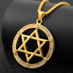 Jewish Hexagonal Star Pendant Necklace — Crystal