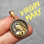 Iced Out Virgin Mary Pendant — Stainless Steel