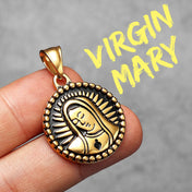 Iced Out Virgin Mary Pendant — Stainless Steel