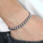 Titanium Steel Basic Curb Chain Bracelet for Men Stainless Steel Cuban Link Chain Wristband Classic Simple Heavy Male