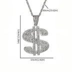 Hip Hop Iec Out Put Crystal Zirconia Dollar Sign Pendant Necklace Fashion Punk Cool Rock Rap Party Jewelry Accessories