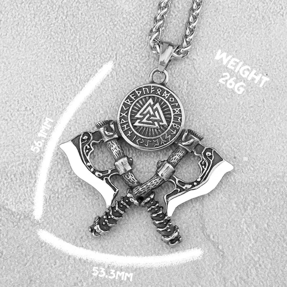 Men Vikings Ax Necklace for Man Never Fade Norse Rune Axe Thor Hammer Mjolnir Slavic Amulet Self-defense Pendant Male