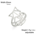 Hollow Geometric Animal Head Adjustable Ring — Stainless Steel