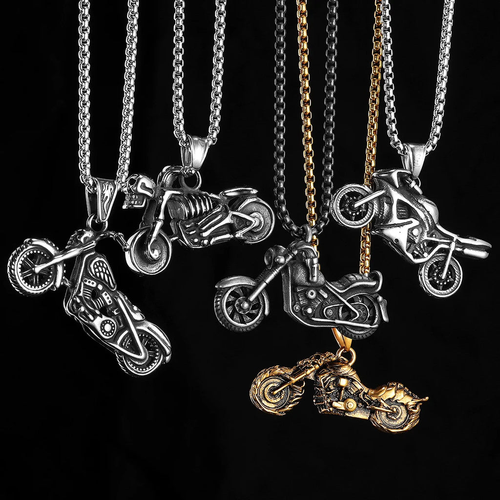 Rider Motorcycle Series Men Necklace Stainless Steel Pendant Chain New in Punk Rock For Women Fashion Jewelry Gifts