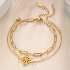 Lemegeton Charm Witch Celtic Knot Double Layer Bracelets Women Wicca Amulet Adjustable Chains Bracelet Stainless Steel