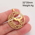 Dawapara Phoenix Pendant for Necklace Earrings Mythology Animal Stainless Steel Charms for Jewelry Making Religious Gift