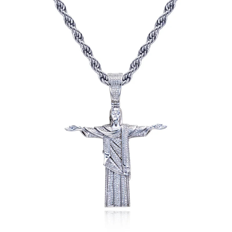 Iced Out Christ Pendant — 925 Silver