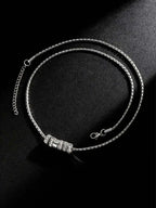 Stylish Luxury Zircon Round Ring Pendant Necklace, High Quality Waterproof Stainless Steel Necklace for Men, Fashion