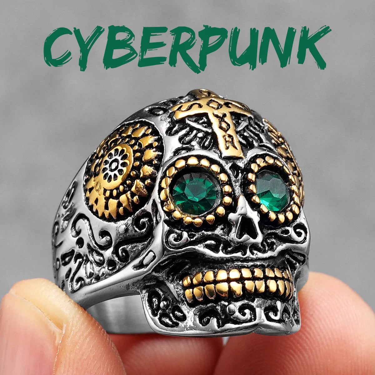 Cyberpunk Skull Ring — Stainless Steel
