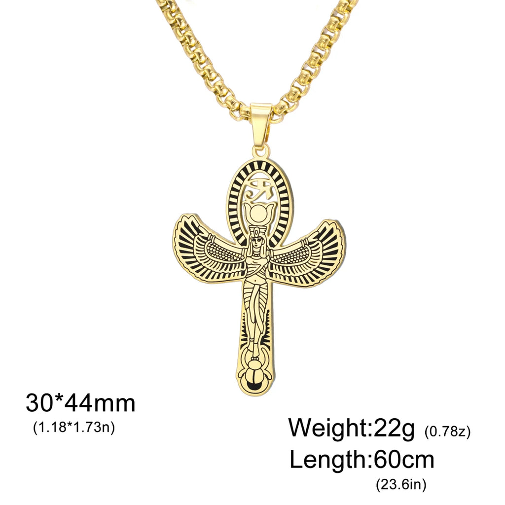 Eye of Horus Cross Wing Pendant Necklace