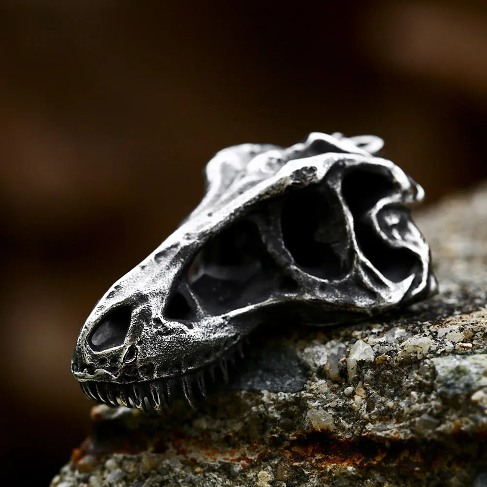 Dinosaur Skull Pendant — Stainless Steel